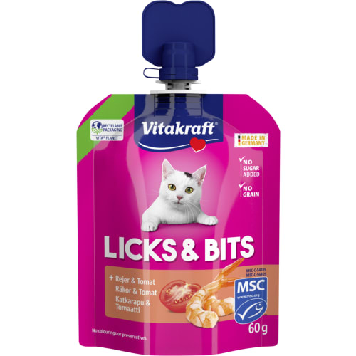 Räka Tomat Licks & Bits Kattgodis