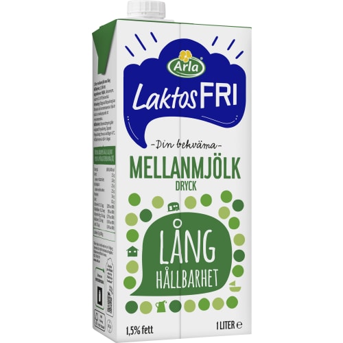 Arla Mellanmjölk Lång Hållbarhet Laktosfri 1,5%