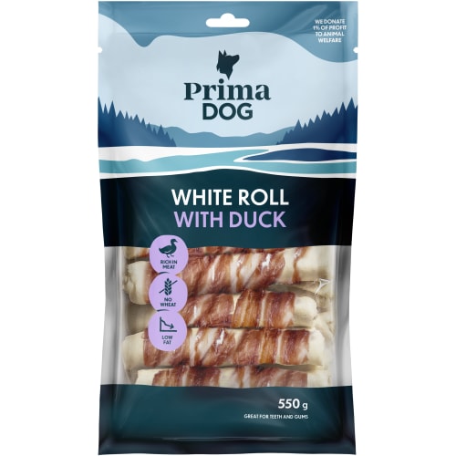 White Roll Duck Tuggpinnar Hundgodis 15-pack