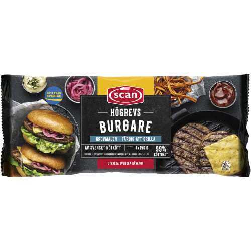 Hamburgare med Högrevsfärs Frysta/ 4x150g