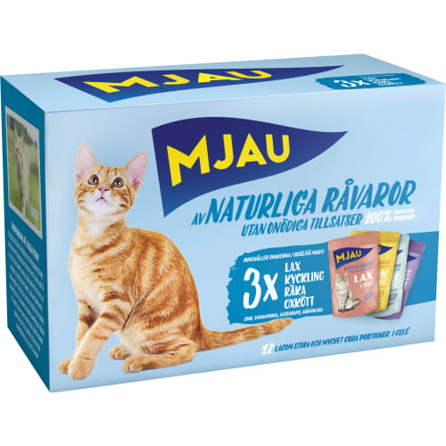 Naturliga Lax Kyckling Räka Ox Kattmat 12-pack