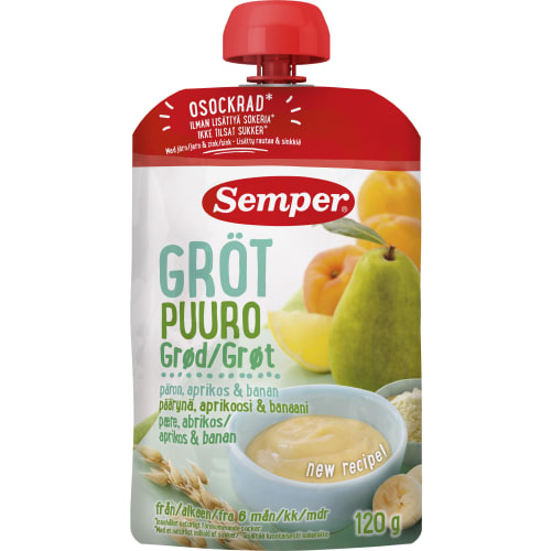 Gröt Päron Aprikos Banan Från 6 Månader