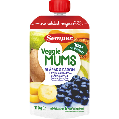 Frukt&veg Mums Blåbär Päron Från 6 Månader