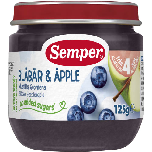 Blåbär & Äpple Puré Från 4 Månader