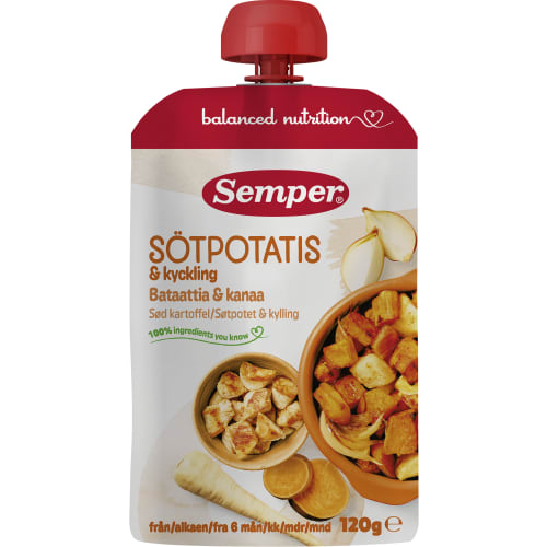 Klämmis Sötpotatis Kyckling Från 6 Månader
