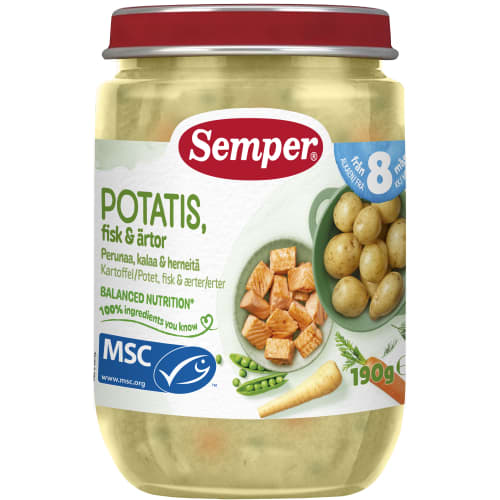 Potatis Fisk Ärtor Från 8 Månader