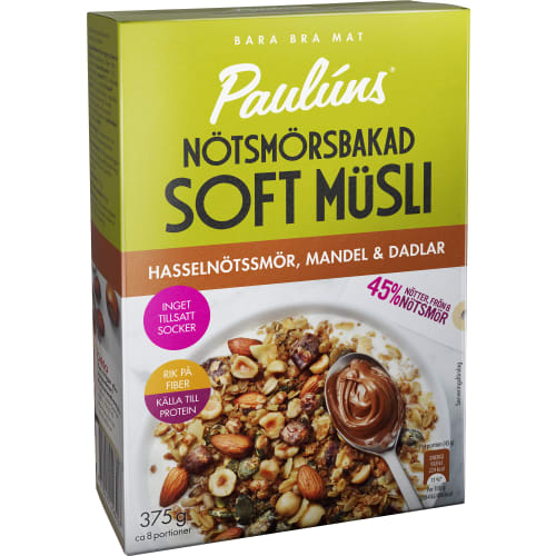 Soft Müsli Hassel Mandla Dadlar Nötsmörsbakad