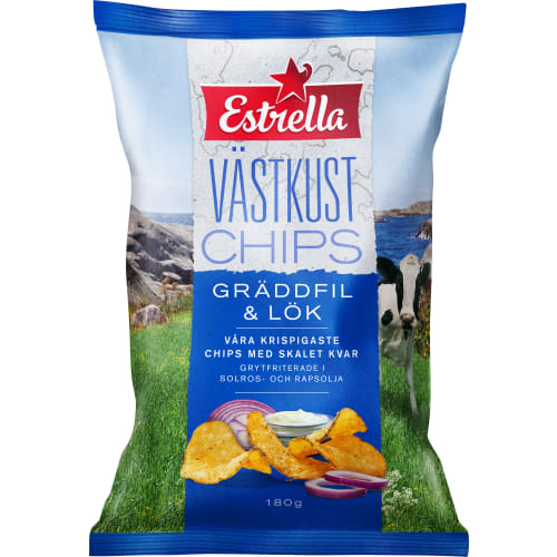 Gräddfil & Lök Släta Västkustchips