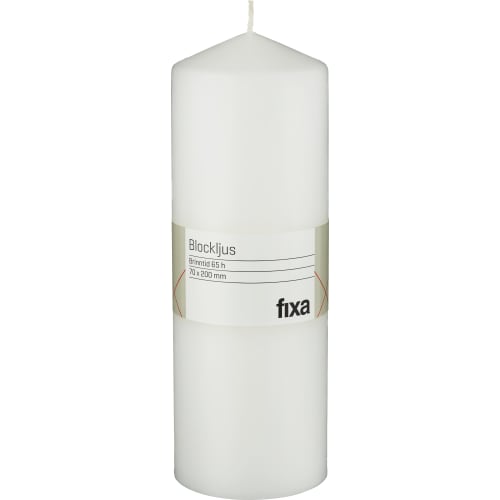 Blockljus 20cm Vit 65h