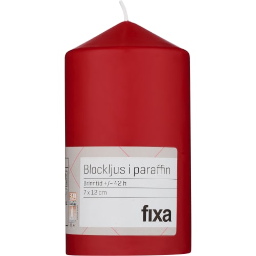 Blockljus Röd 7x12cm