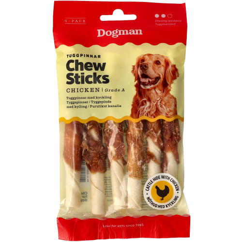Chew Sticks Chicken Tuggpinnar Hundgodis 6-pack