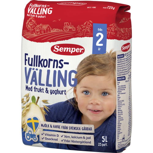 Välling Fullkorn Frukt Yoghu Från 2 År 23p/5l Semper
