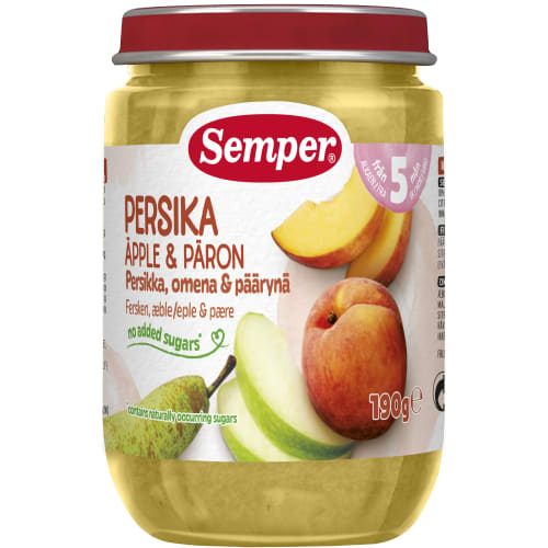 Persika Äpple Päron Puré Från 5 Månader