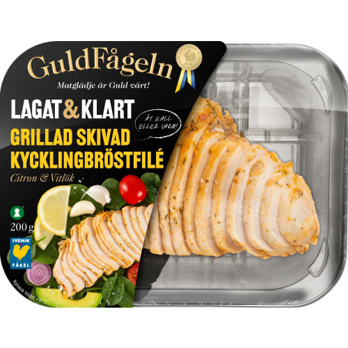 Kycklingbröst Filé Citron Vitlök Grillad Skivad