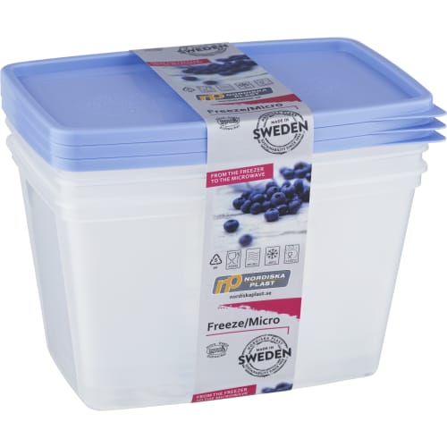 Matlåda 1,2l Transparant/blå Frys Micro