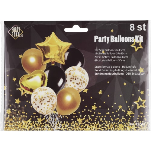 Folieballong Bukett Guld/svart