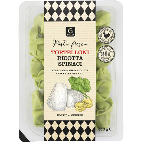Ricotta Spinaci Tortelloni Färsk Pasta