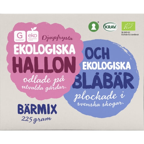 Hallon Blåbär Bärmix Ekologiska Frysta