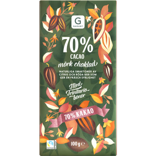 70% Cacao Mörk Choklad Trinitario Bönor