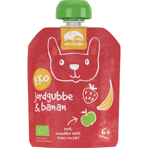 Jordgubb Banan Puré Eko Klämmis Från 6 Månader