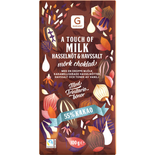 Touch Of Milk Hasselnöt Havssalt 55% Kakao