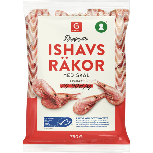 Ishavsräkor med Skal 70/90 Frysta