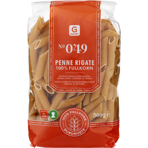 Penne Rigate Fullkorn Pasta