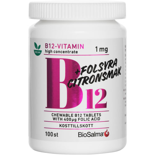 B12 Vitamin 1mg+folsyra Tuggtabletter