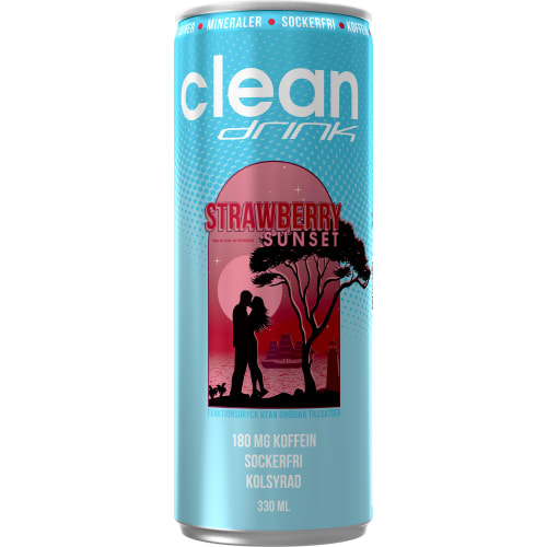 Clean Drink Strawb Cherry Sunset Energidryck, Burk