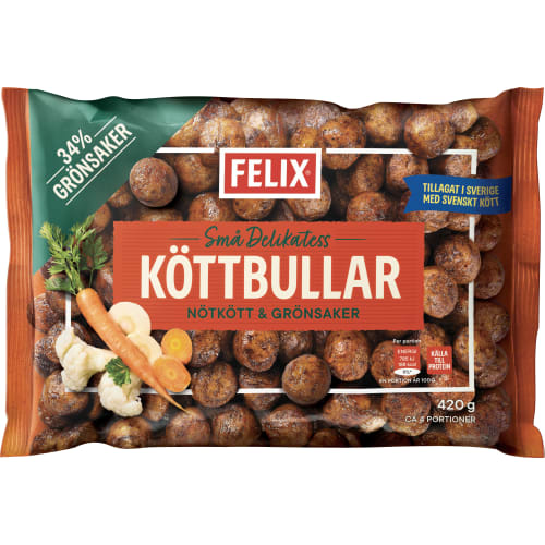Deliköttbullar Nötkött Grönsaker