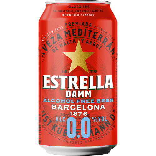Estrella Damm Alkfri Öl Burk