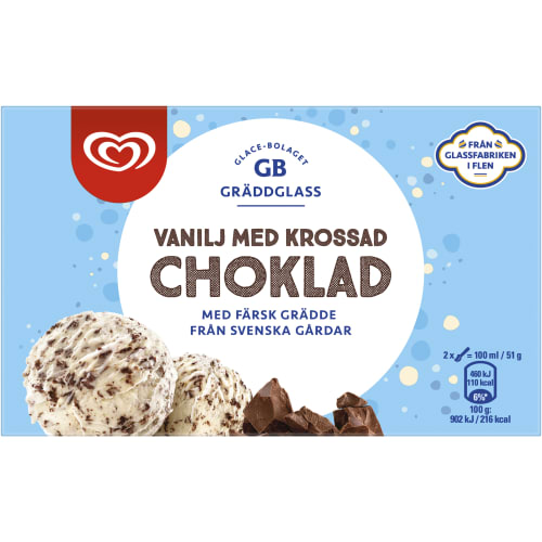 Vanilj Krossad Choklad Gräddglass